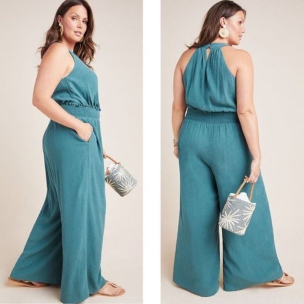 Anthropologie Bionda Plisse Jumpsuit 2X